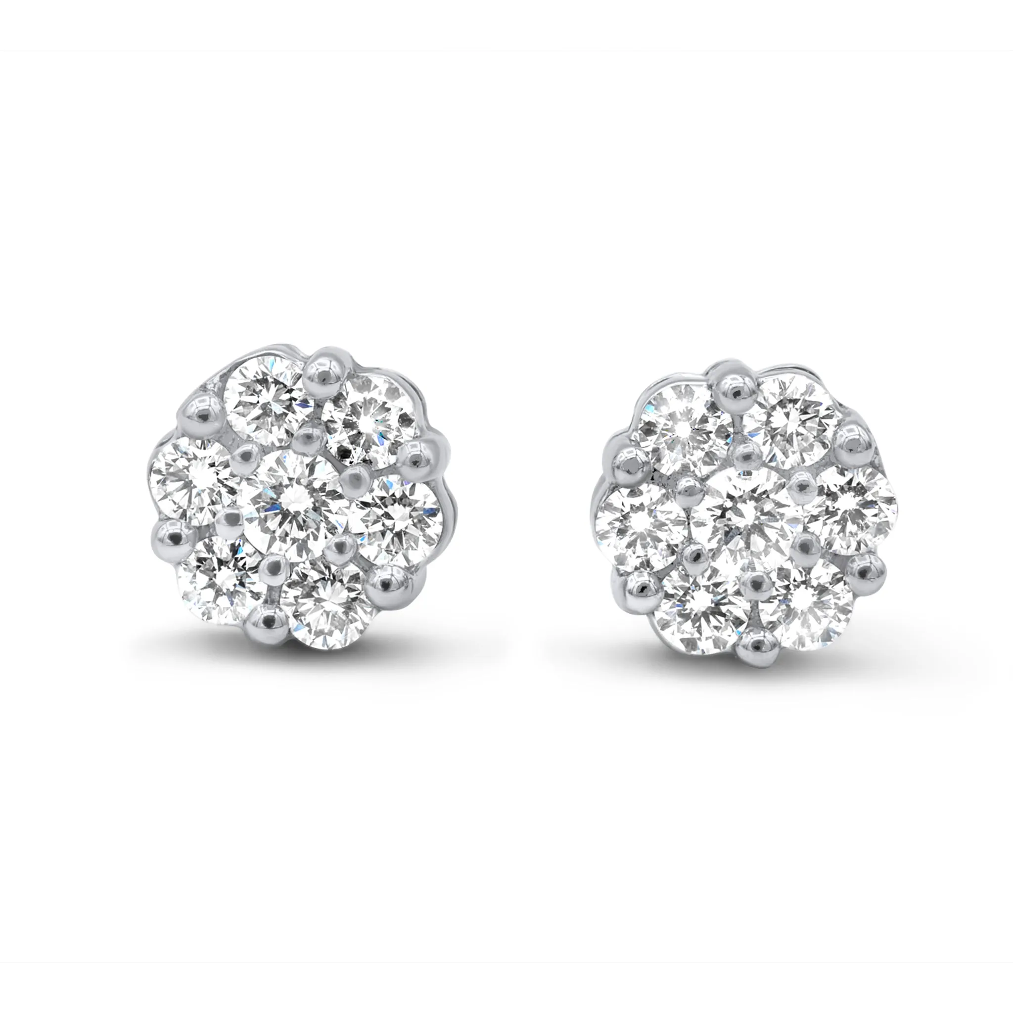 14k Solid Gold Diamond Cluster Earrings 1.12ctw