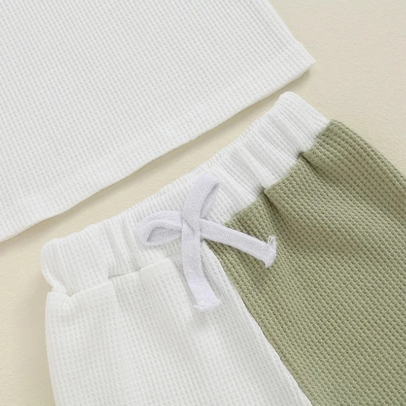 2Pcs Baby Boy Summer Contrast Color Clothing Set