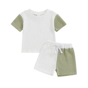 2Pcs Baby Boy Summer Contrast Color Clothing Set