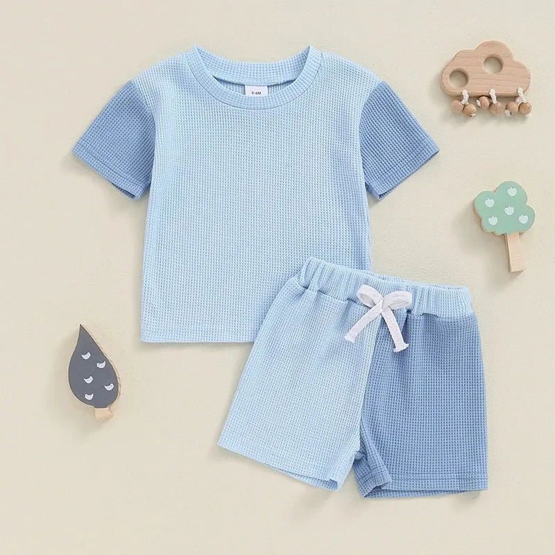 2Pcs Baby Boy Summer Contrast Color Clothing Set