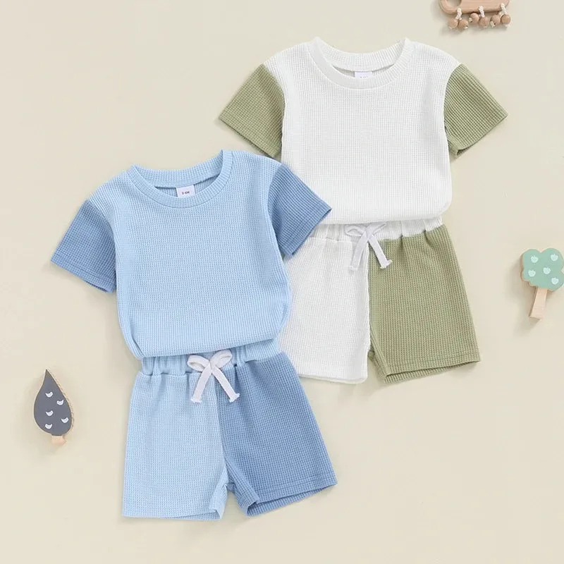 2Pcs Baby Boy Summer Contrast Color Clothing Set