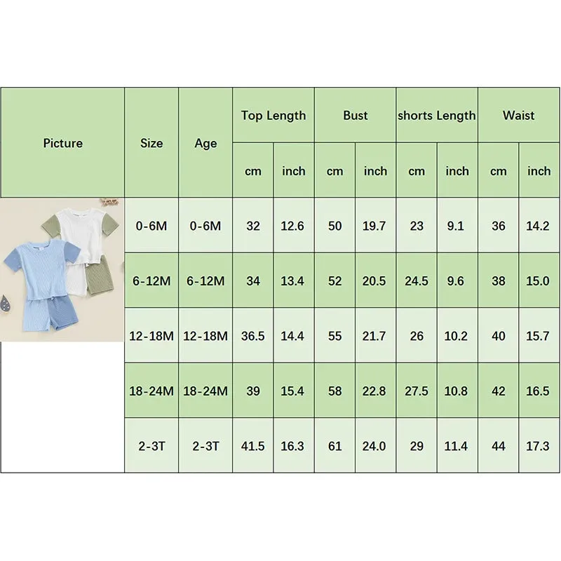 2Pcs Baby Boy Summer Contrast Color Clothing Set