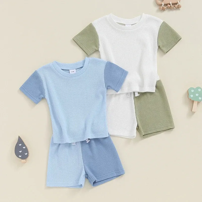 2Pcs Baby Boy Summer Contrast Color Clothing Set