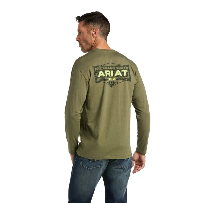 'Ariat' Men's Ariat Land Long Sleeve Tee - Military Heather
