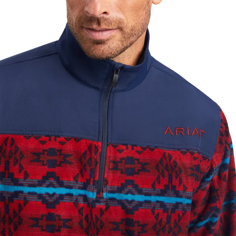 'Ariat' Men's Basis 2.0 1/4 Zip - Southwest Red
