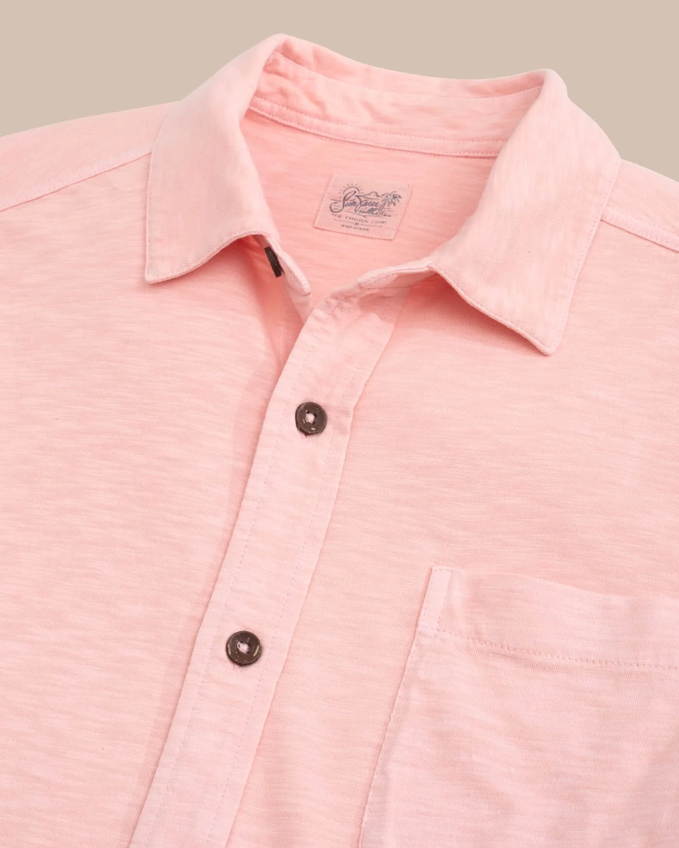 Beachcast Solid Knit Short Sleeve Sport Shirt - Pale Rosette Pink
