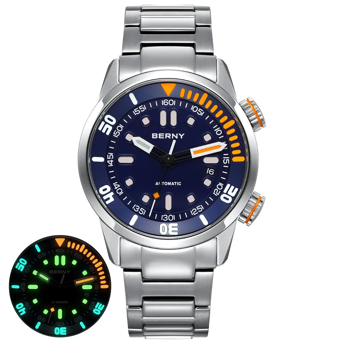 BERNY 20Bar Diver Men Mechanical Watch.