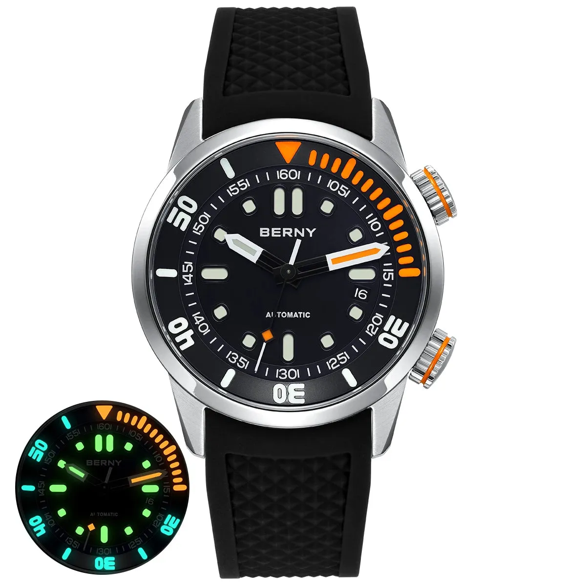 BERNY 20Bar Diver Men Mechanical Watch.