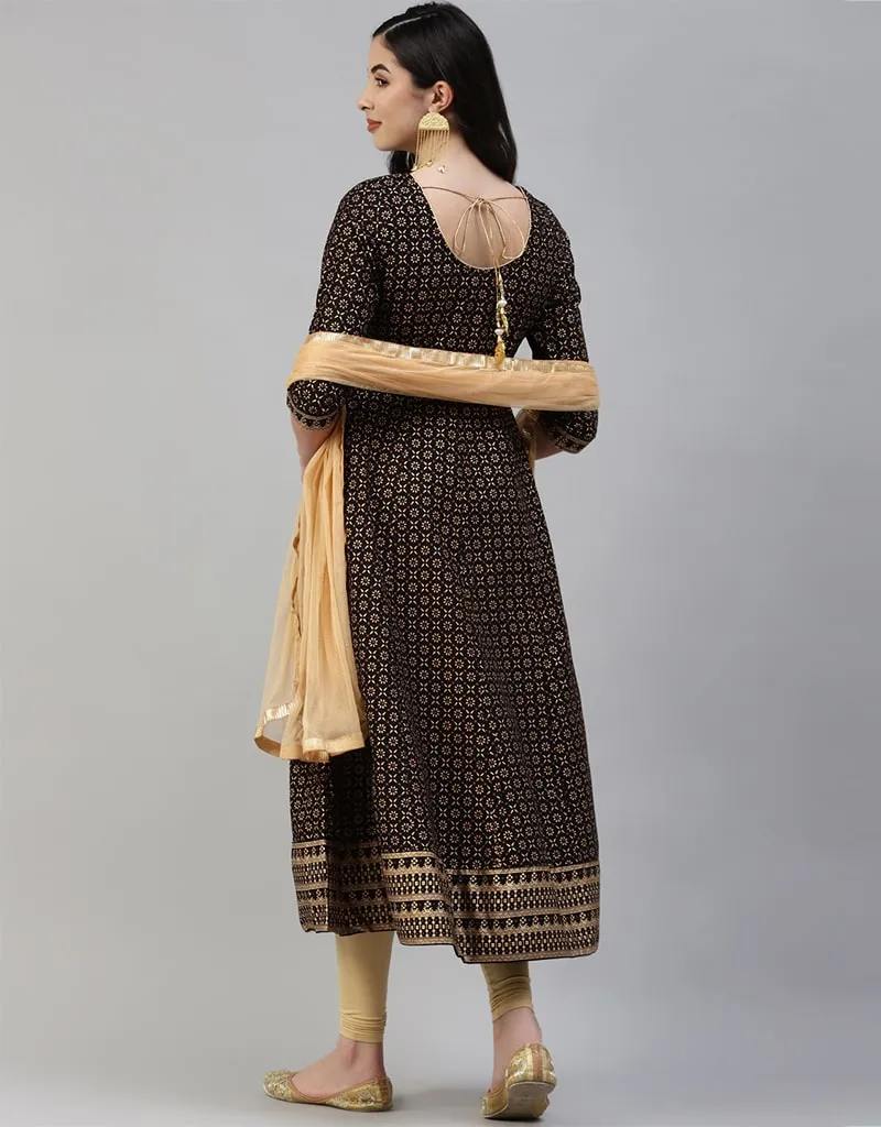 Black Cotton Lenggies Suit