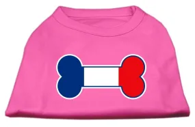 Bone Shaped France Flag Screen Print Shirts Bright Pink M (12)