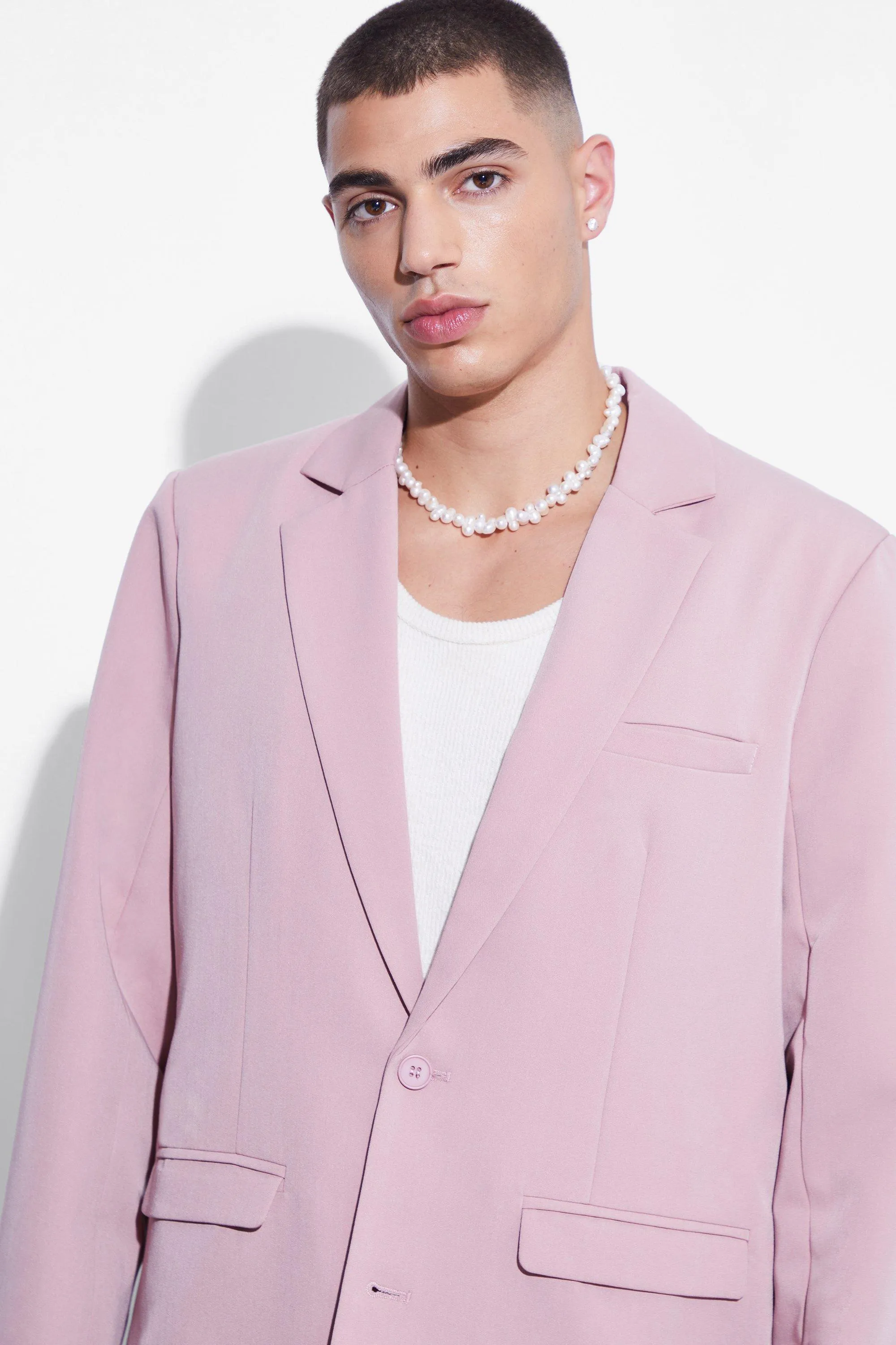 Boohoo Single Breasted Oversized Suit Jacket, Lilac