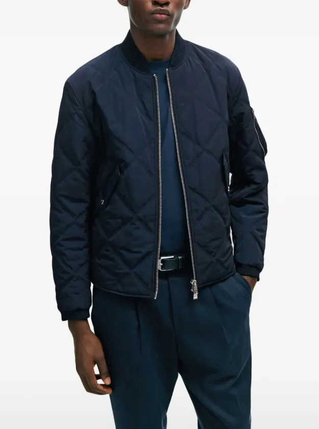 BOSS diamond-quilted bomber jacket