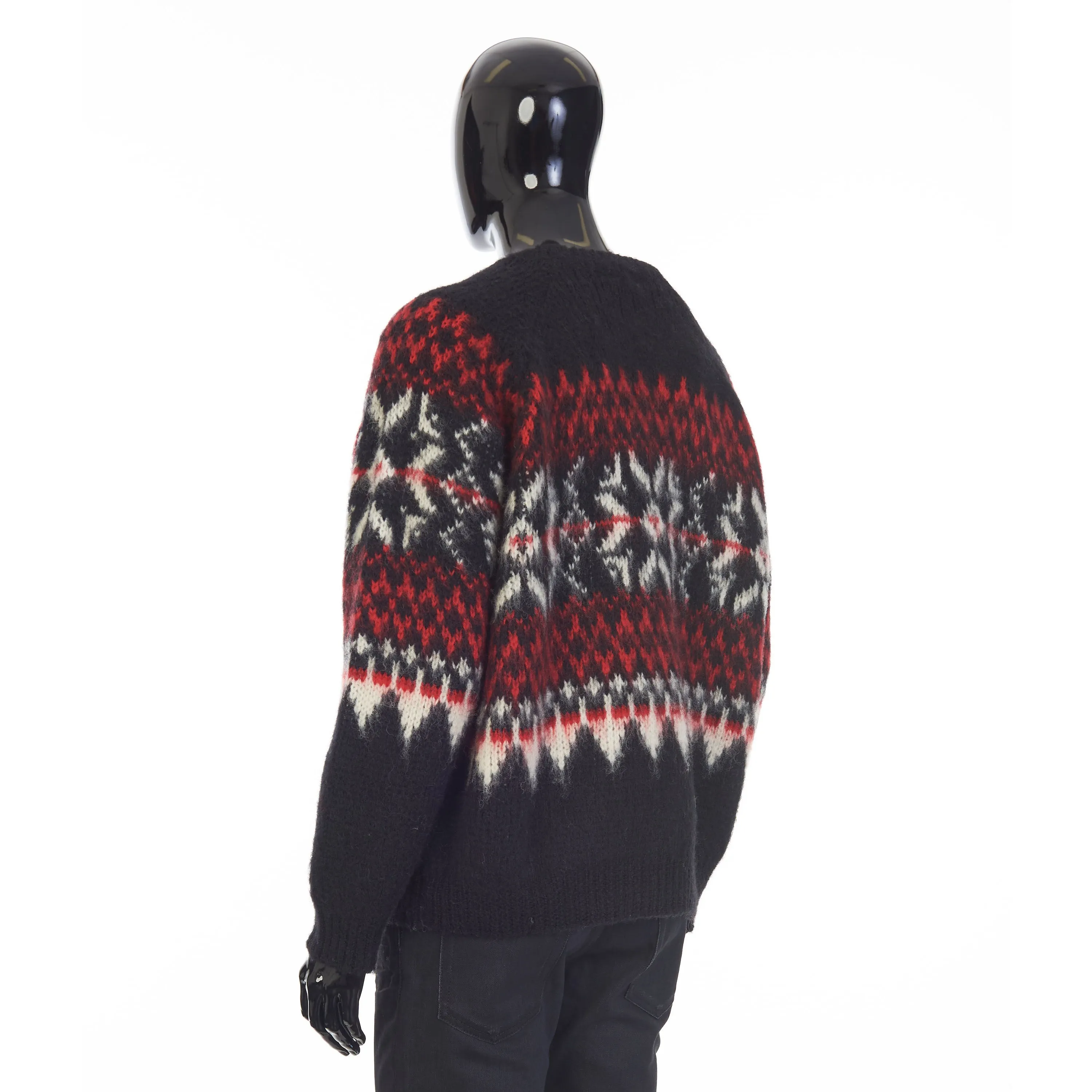 Boxy Crew Neck Sweater In Multicolour Snowflake Jacquard Wool
