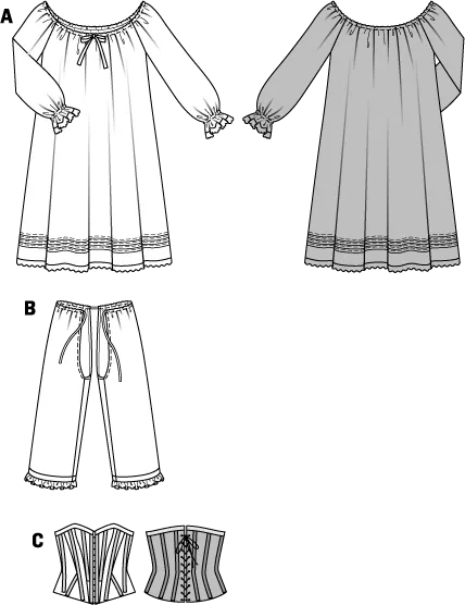 Burda 7156 Womens' Medieval Undergarments Pattern
