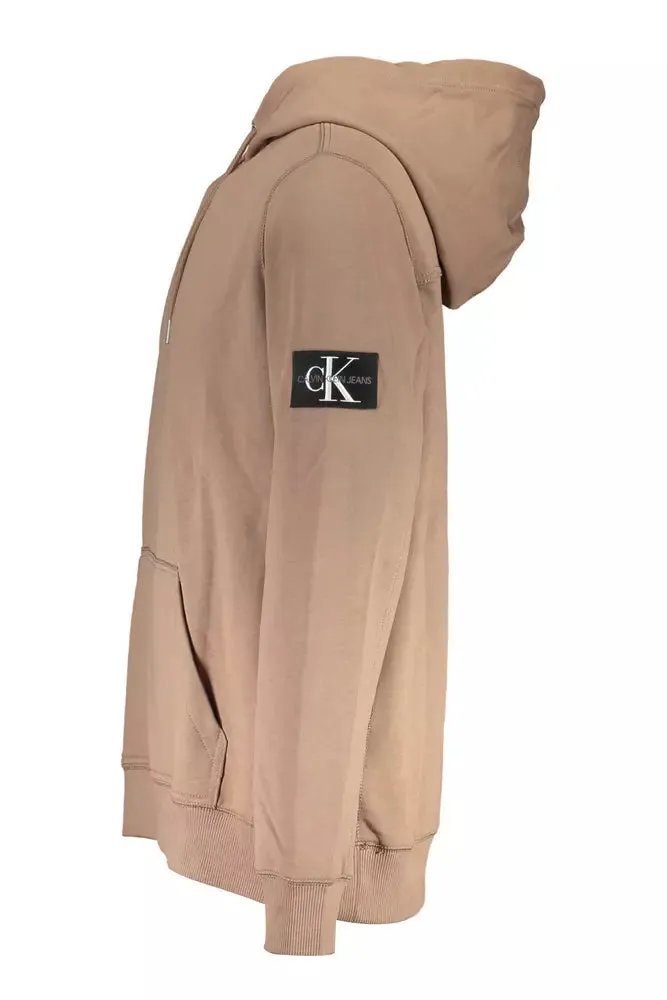 Calvin Klein Elegant Long-Sleeved Hooded Sweatshirt in Brown