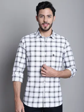 Cantabil Cotton Blue Checkered Full Sleeve Regular Fit Casual Shirt for Men with Pocket