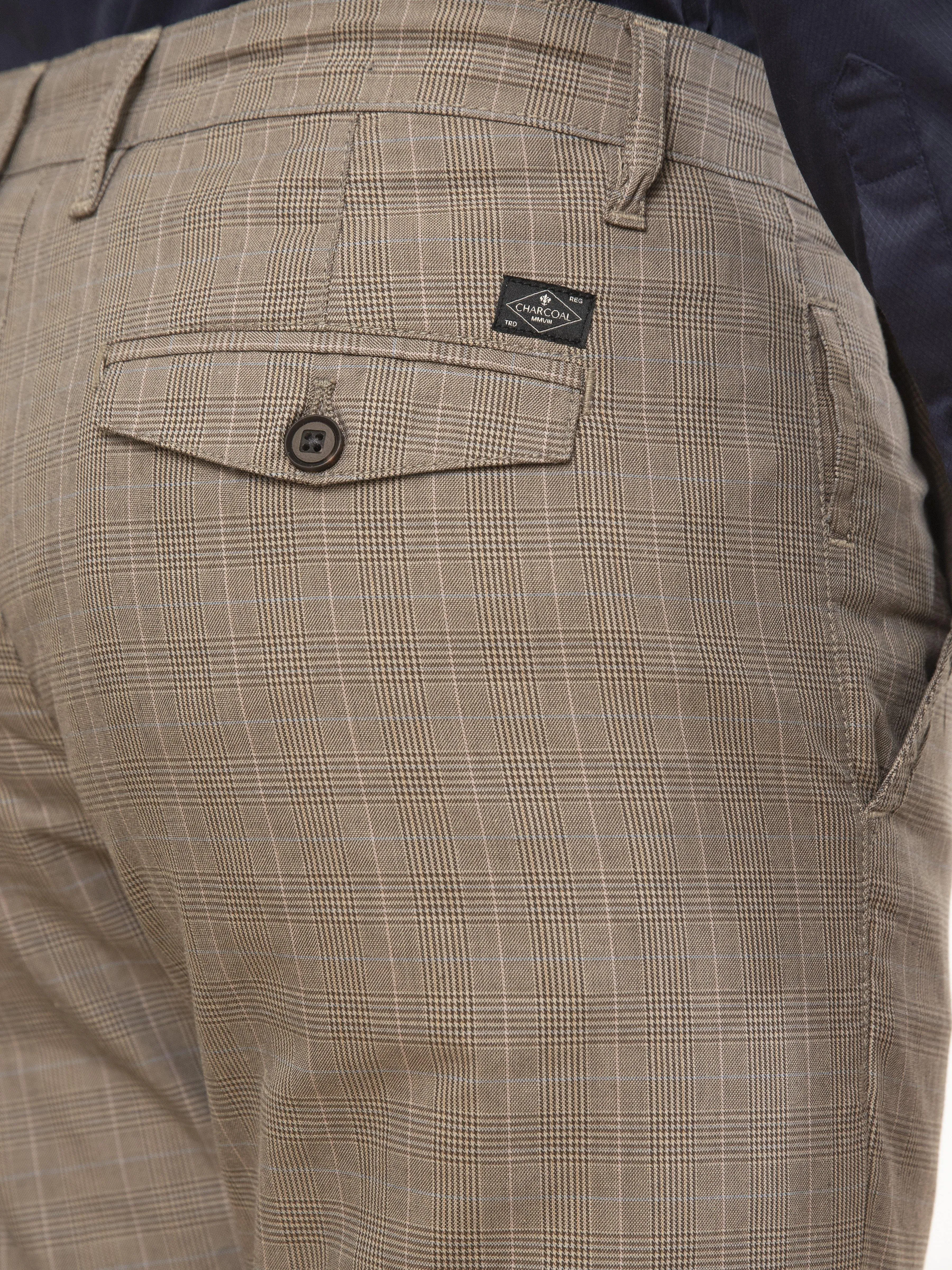 CASUAL PANT SLIM FIT CROSS POCKET BROWN KHAKI