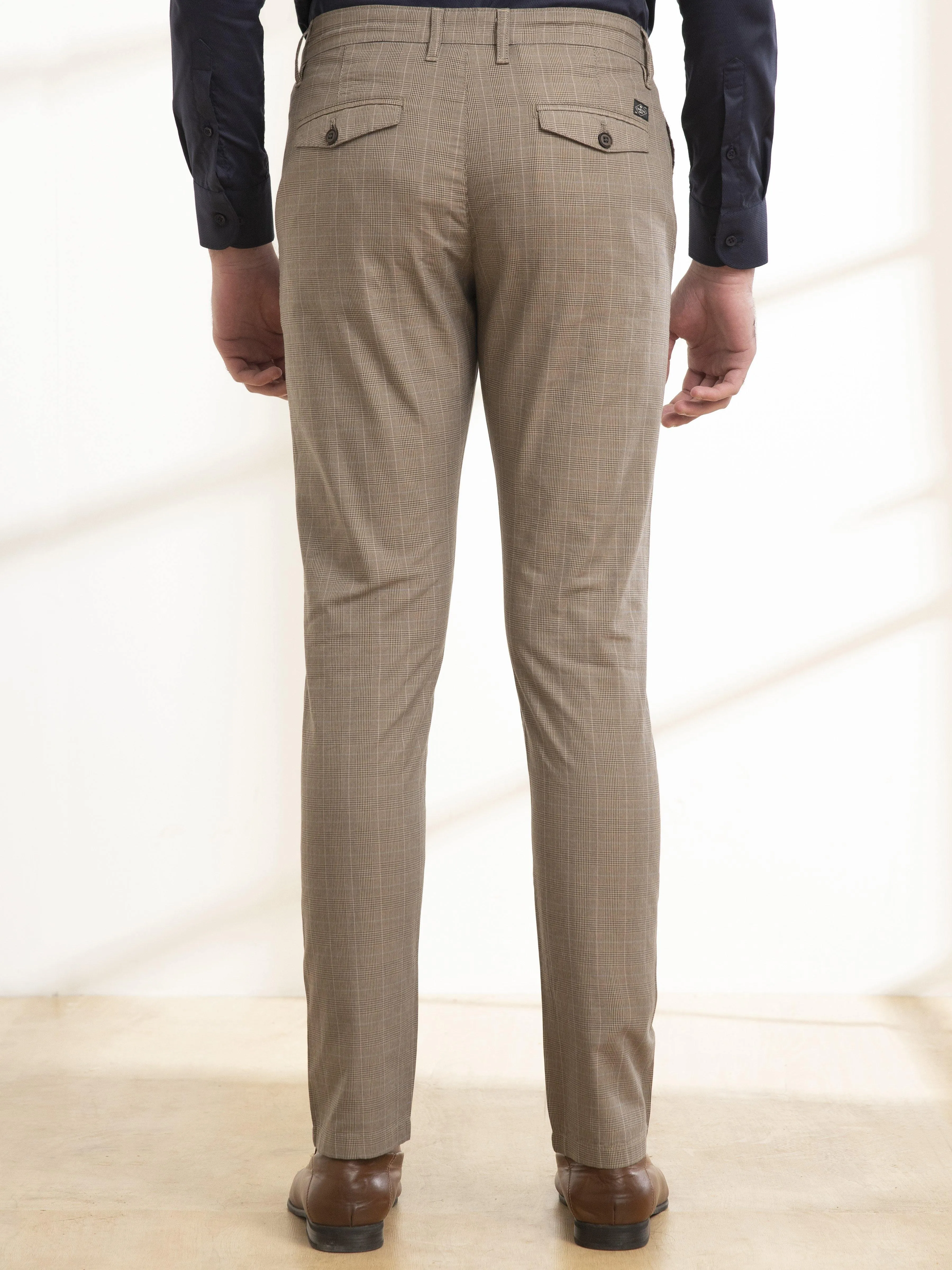 CASUAL PANT SLIM FIT CROSS POCKET BROWN KHAKI