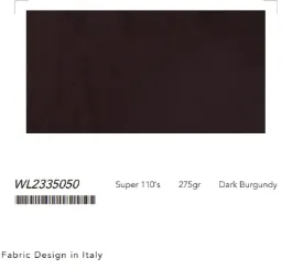 Dark Burgundy Single Breasted / Two Piece Suit Italian Pure Wool Super 110'S