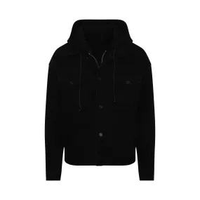 Detachable Hooded Trucker Jacket in Black