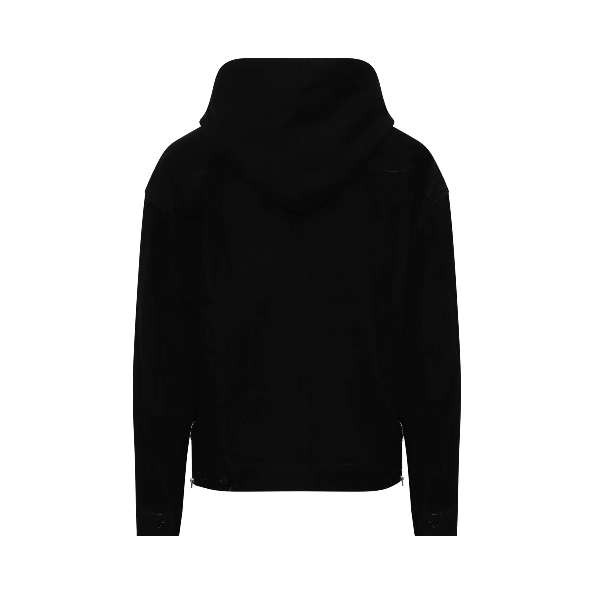 Detachable Hooded Trucker Jacket in Black