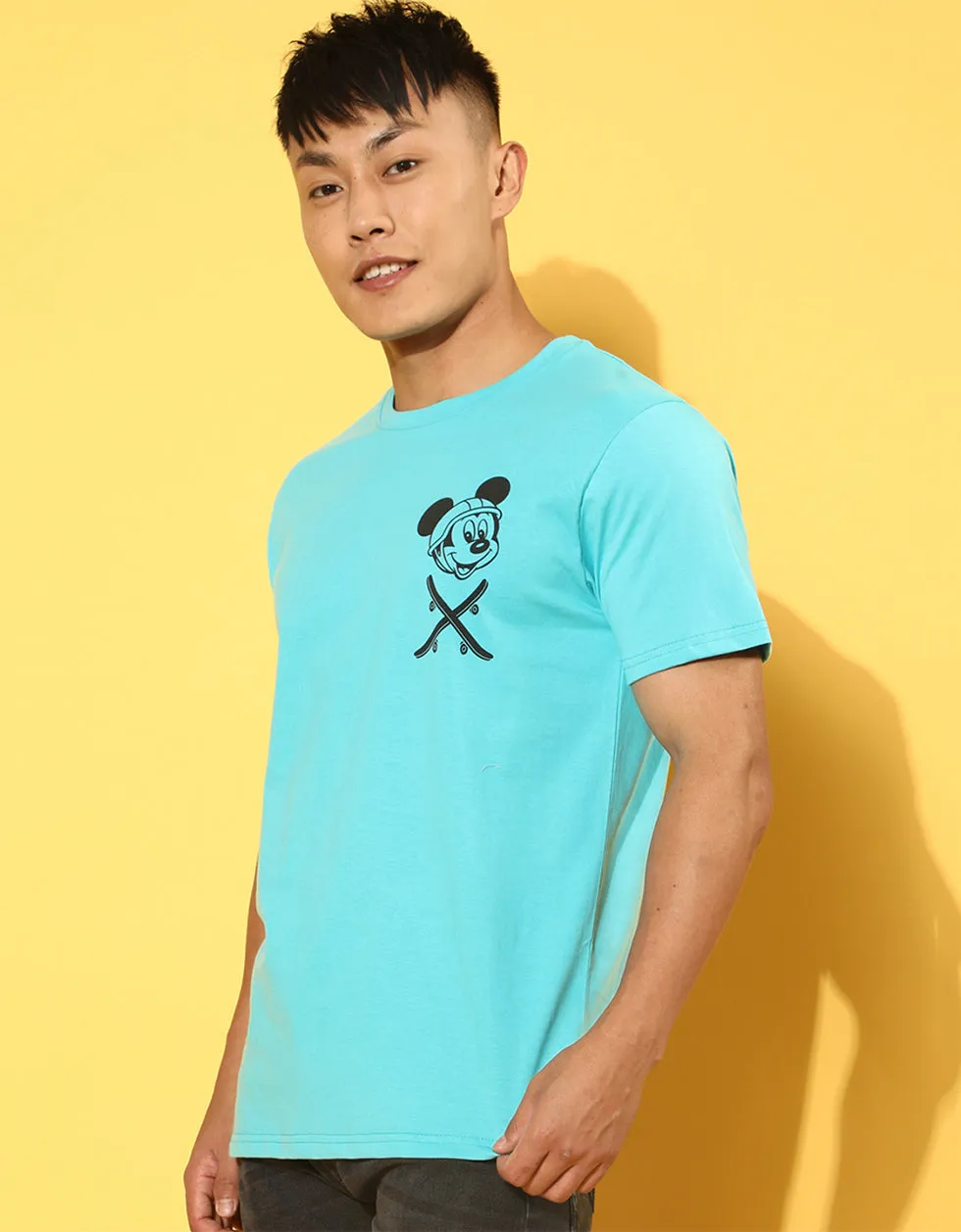 Disney Blue Regular Fit Back Graphic Printed Tshirt