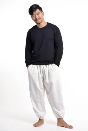 Genie White Cotton Harem Pants for Men