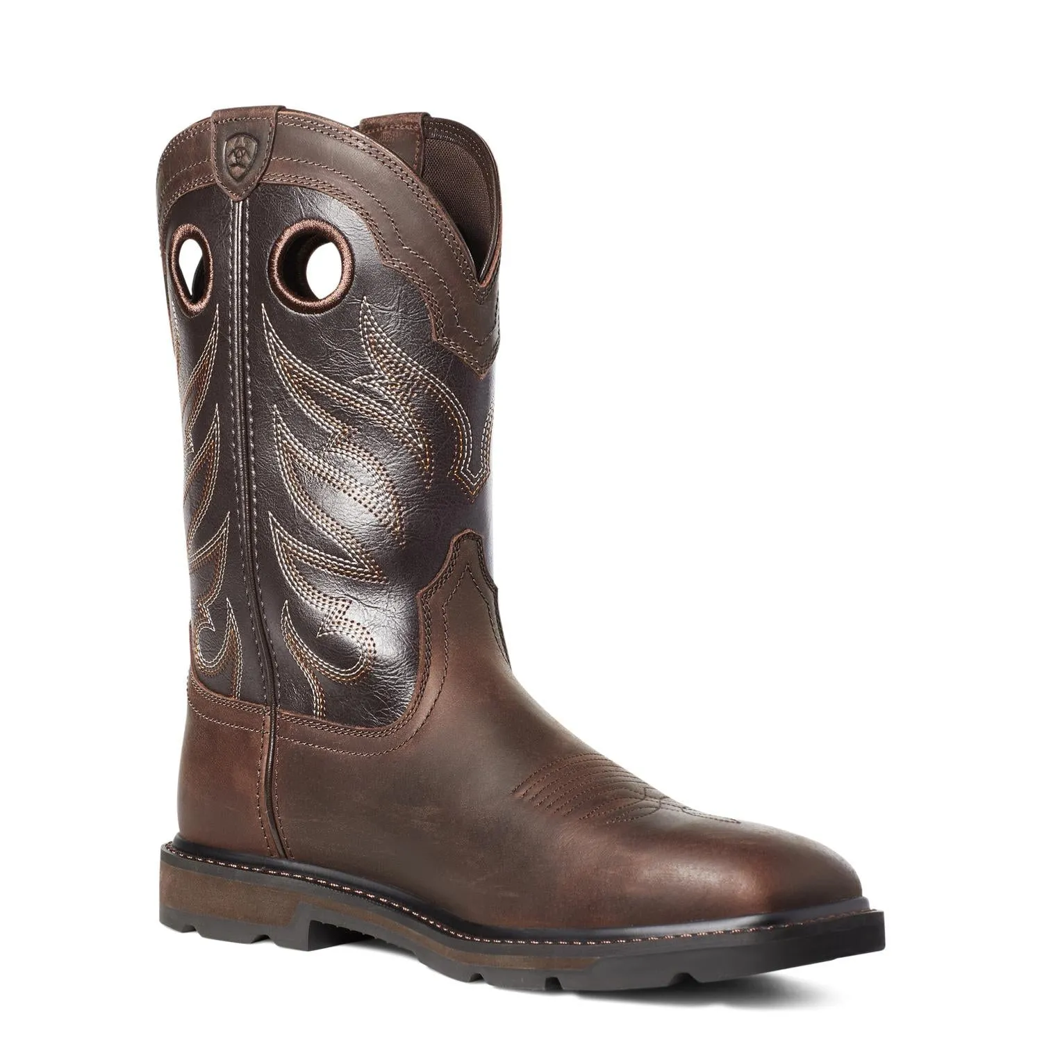 Groundwork Steel-Toe Wide Square Toe Work Boot Brown