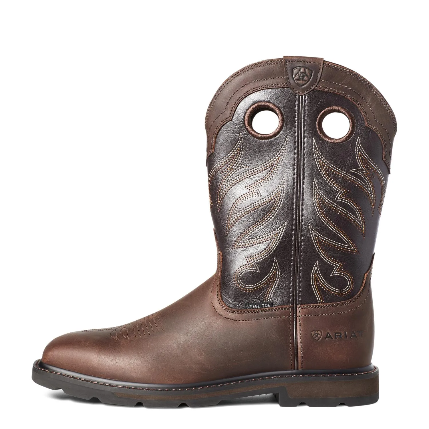 Groundwork Steel-Toe Wide Square Toe Work Boot Brown