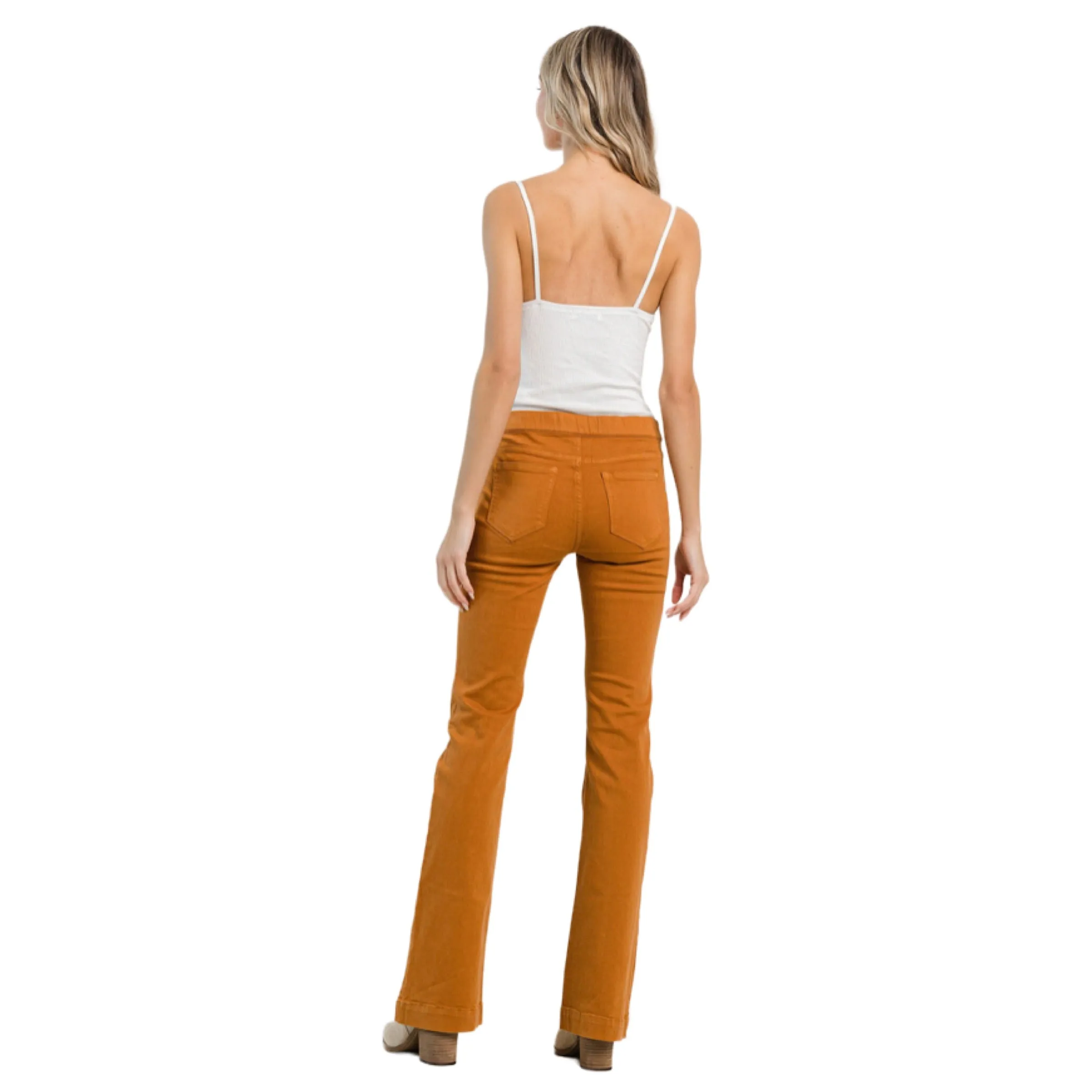 Jelly Jeans Mid Rise Caramel Pull On Flare Pants ALL SIZES S, M, L, XL
