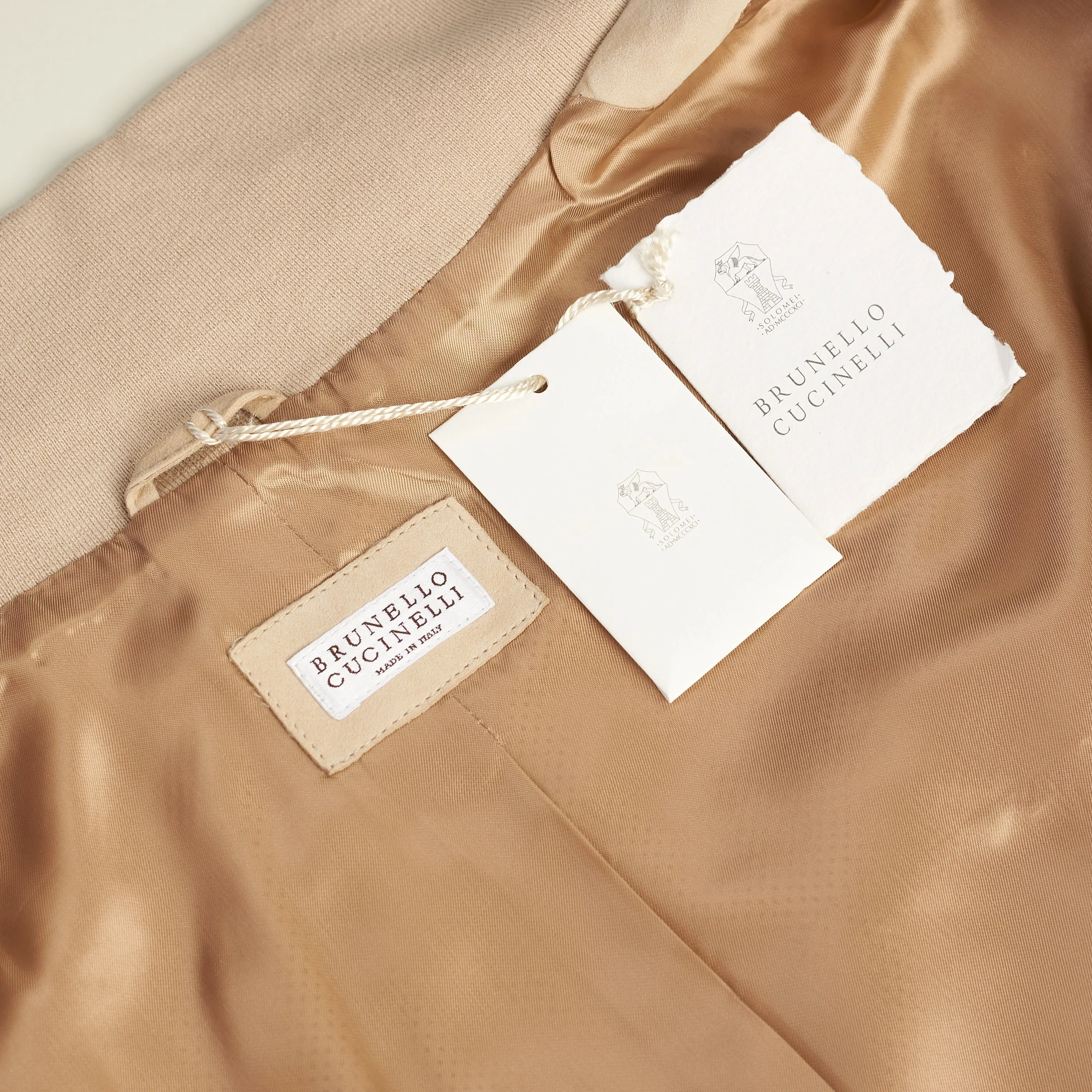 Light Beige Perforated Leather Jacket - Stand Up Collar