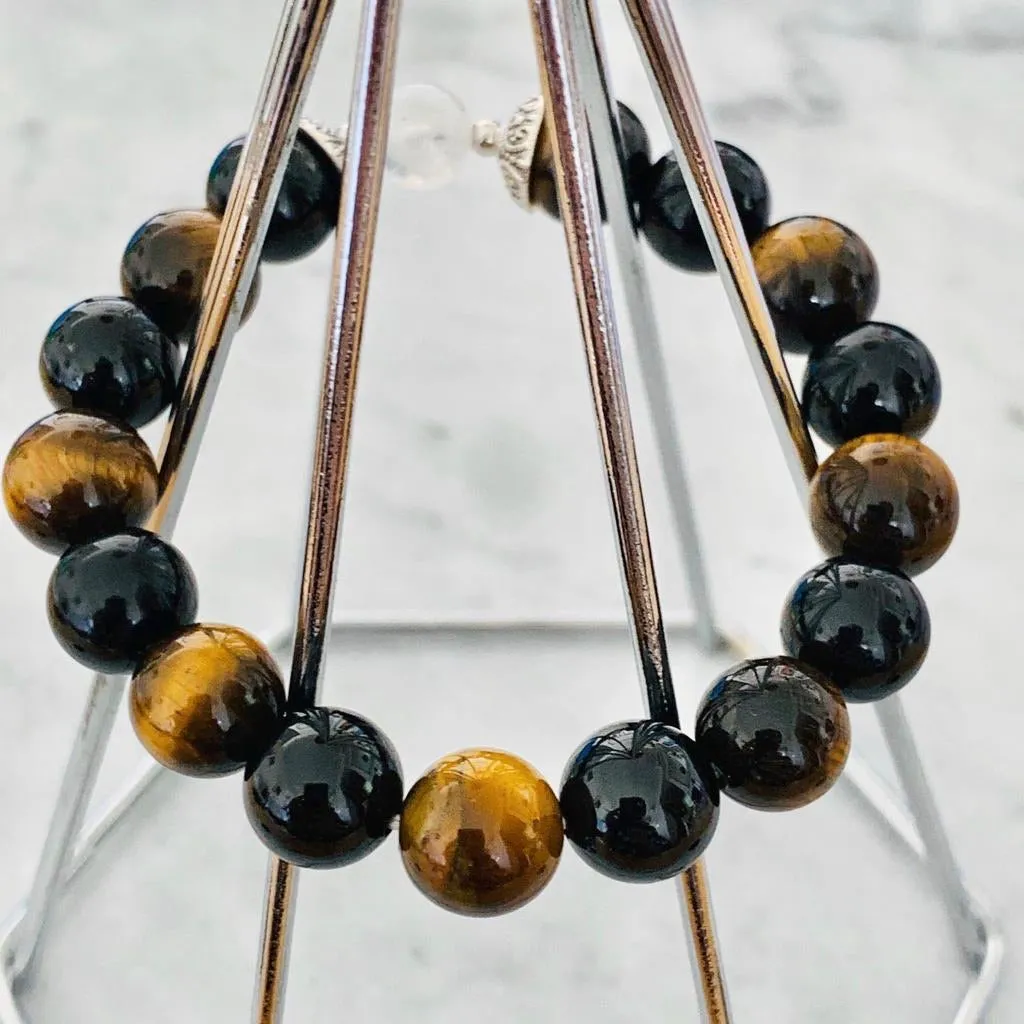 Moonstone, Black Tourmaline & Tigereye Men Bracelet
