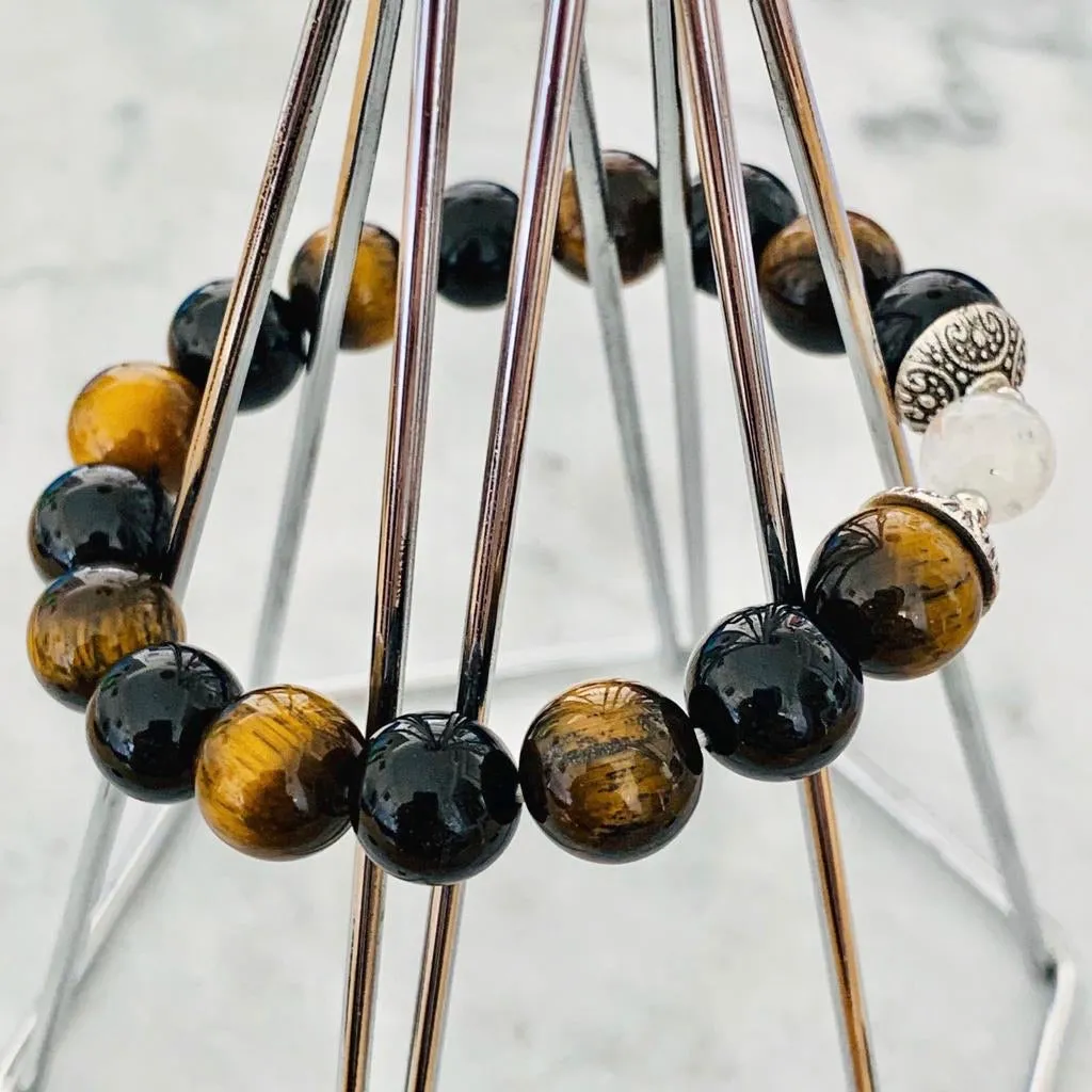 Moonstone, Black Tourmaline & Tigereye Men Bracelet