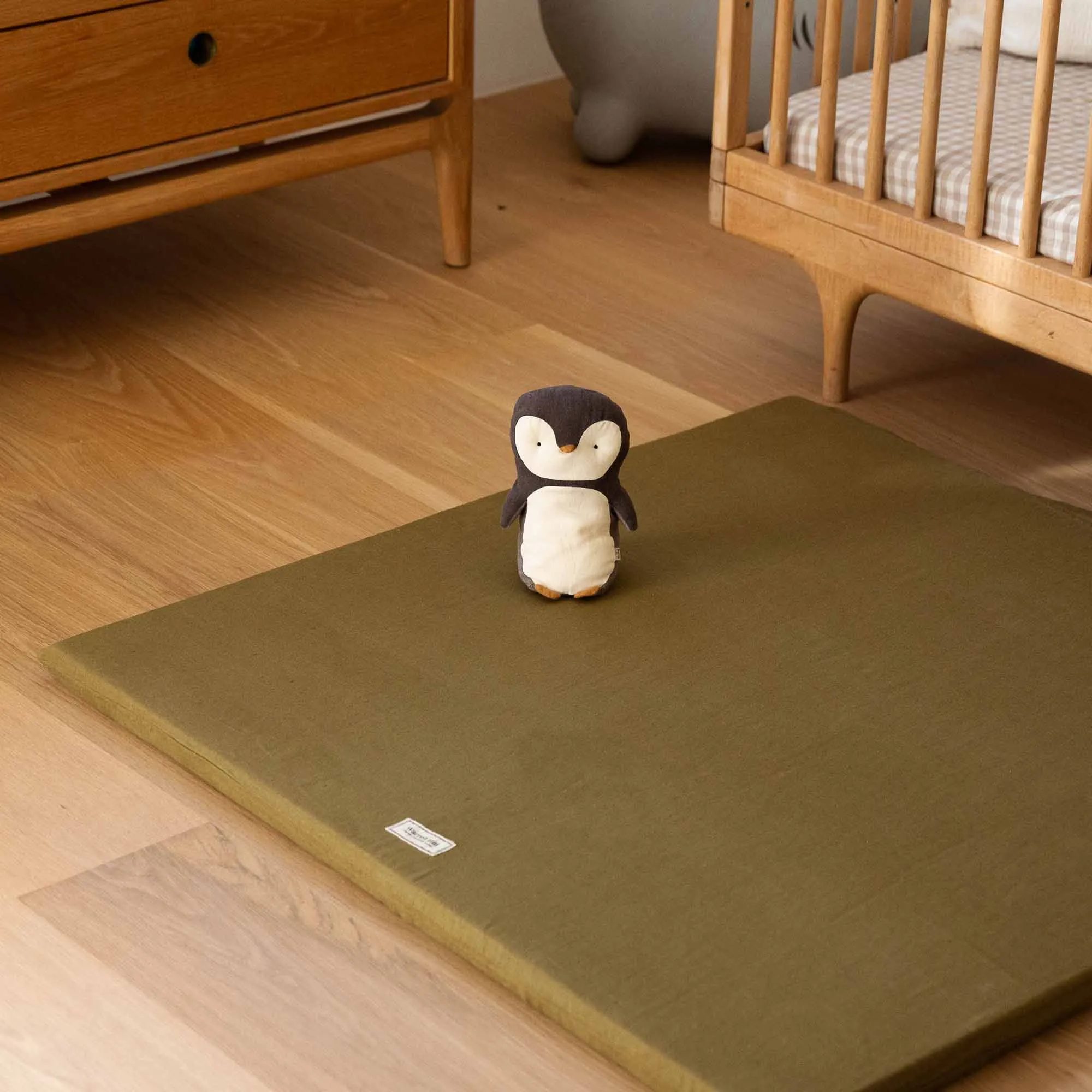 Olive Cotton Padded Play Mat | Memory Foam Comfort & Machine Washable Cover