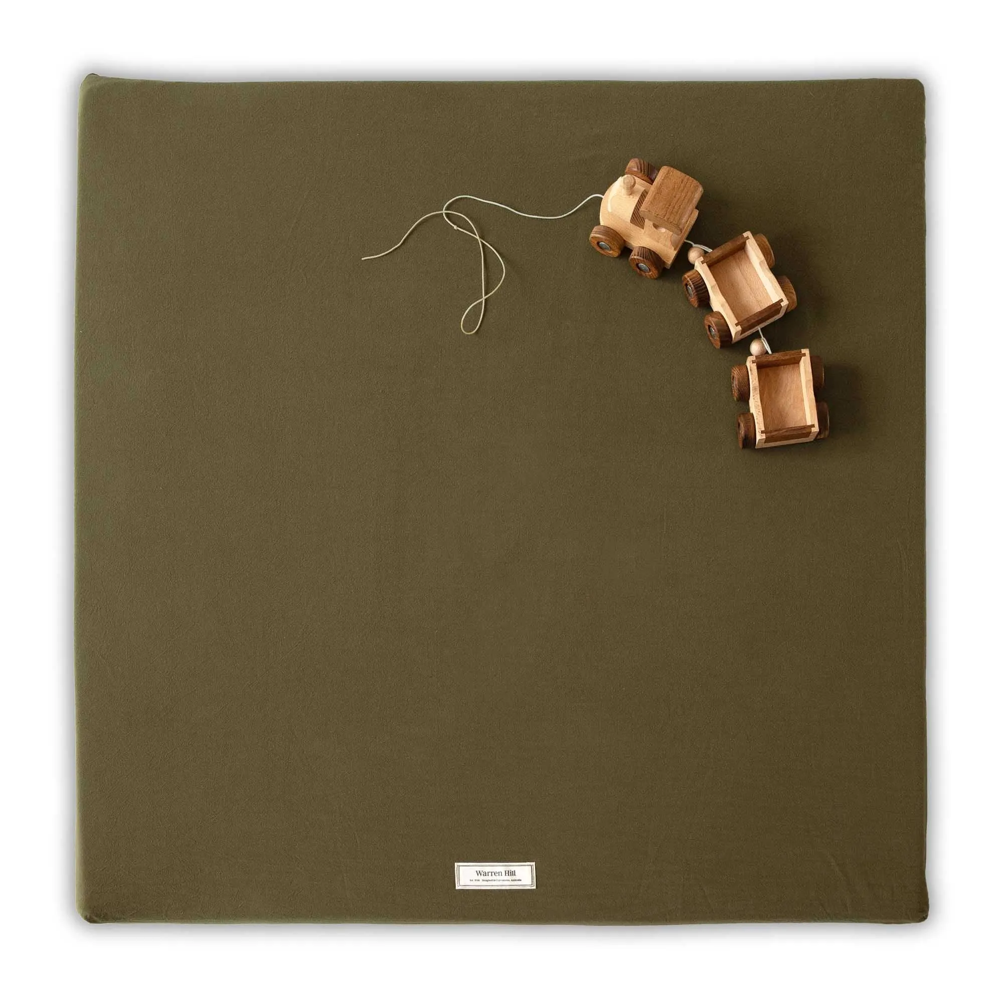 Olive Cotton Padded Play Mat | Memory Foam Comfort & Machine Washable Cover