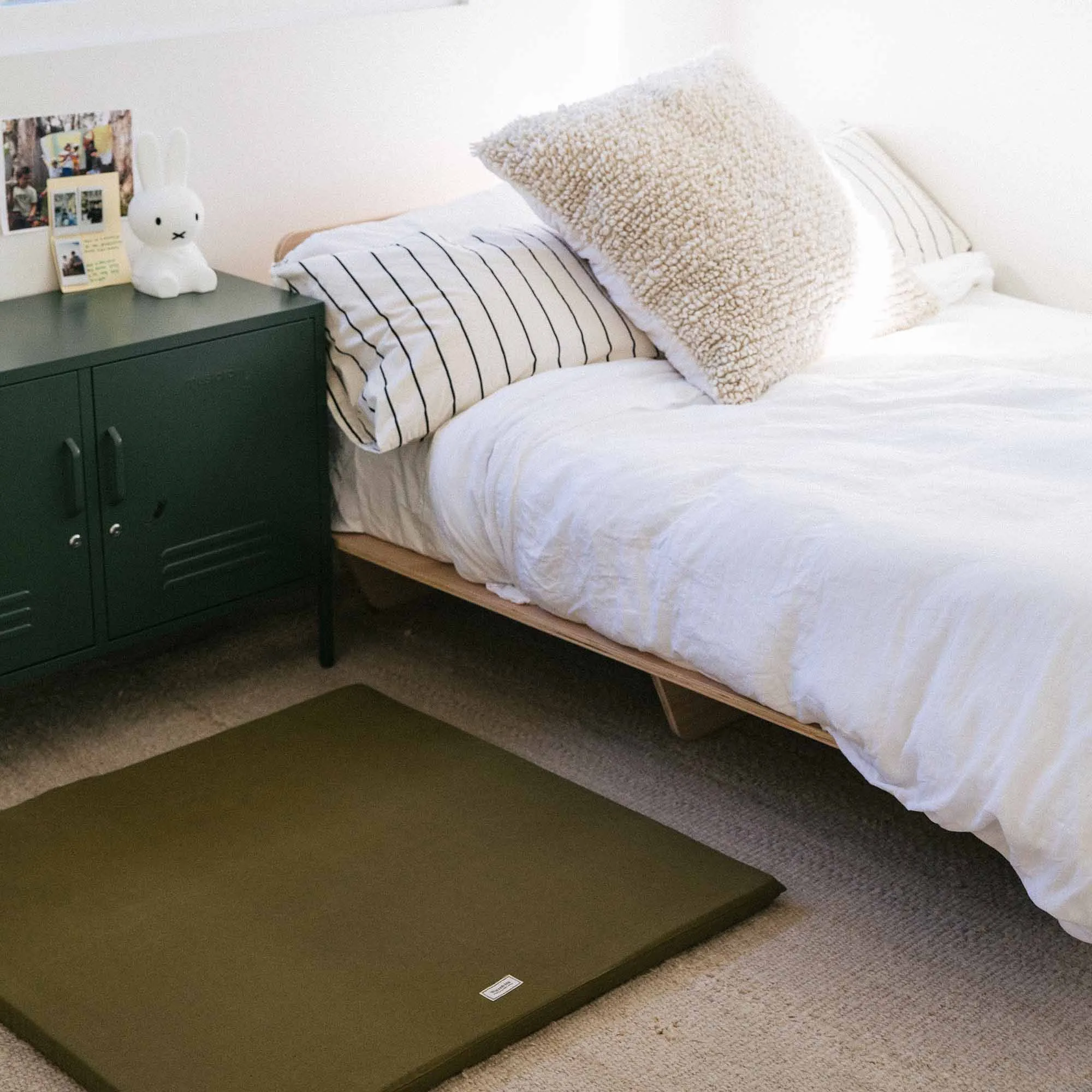 Olive Cotton Padded Play Mat | Memory Foam Comfort & Machine Washable Cover