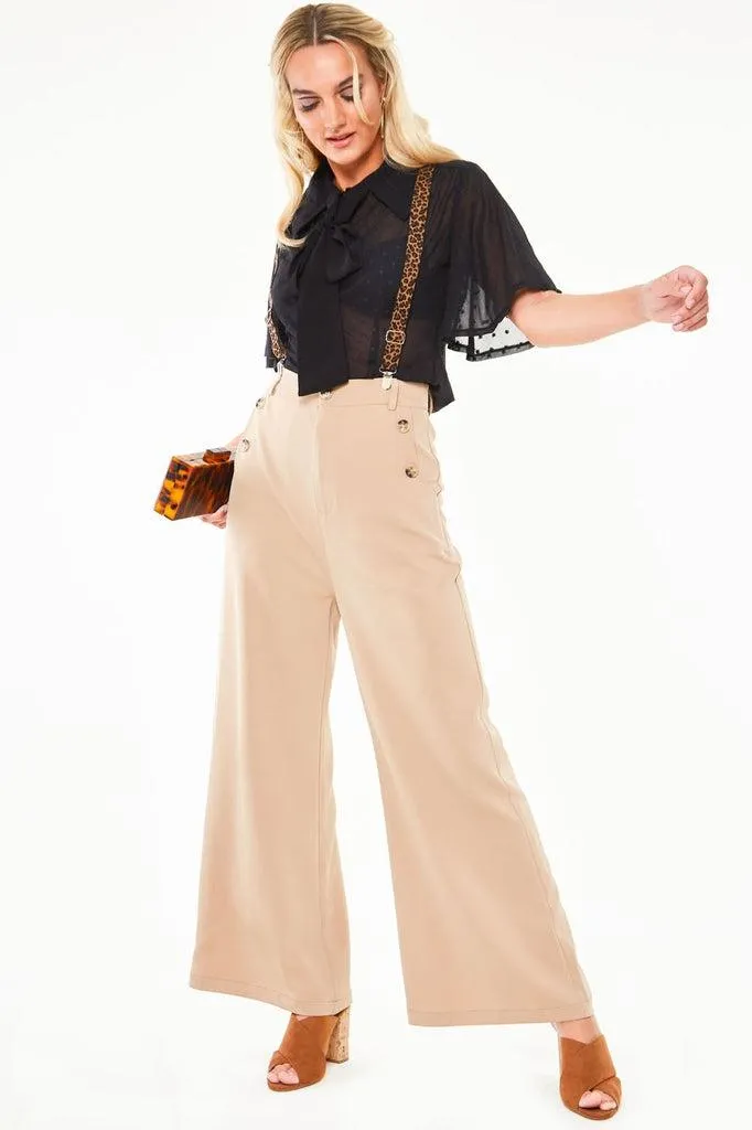 Safari Flare Trousers With Leopard Print Suspenders