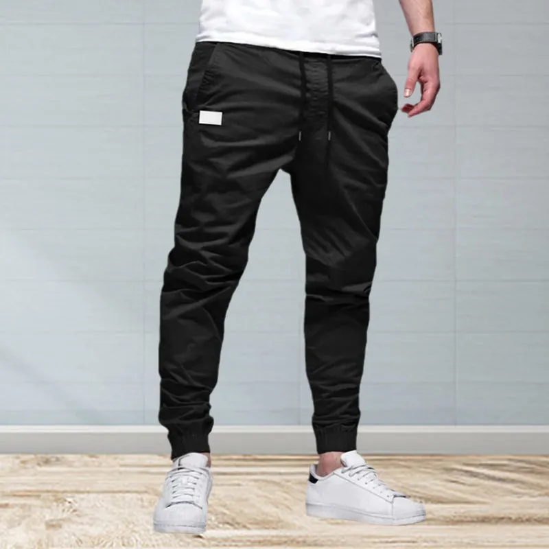 Solid Color Drawstring Casual Pants