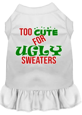 Too Cute For Ugly Sweaters Screen Print Dog Dress White Xxl