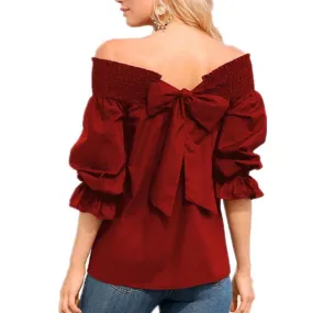 Women Solid Off Shoulder T-Shirts