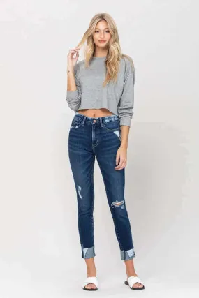 Zeke Blue High Rise Distressed Clean Cut Crop Skinny Jeans